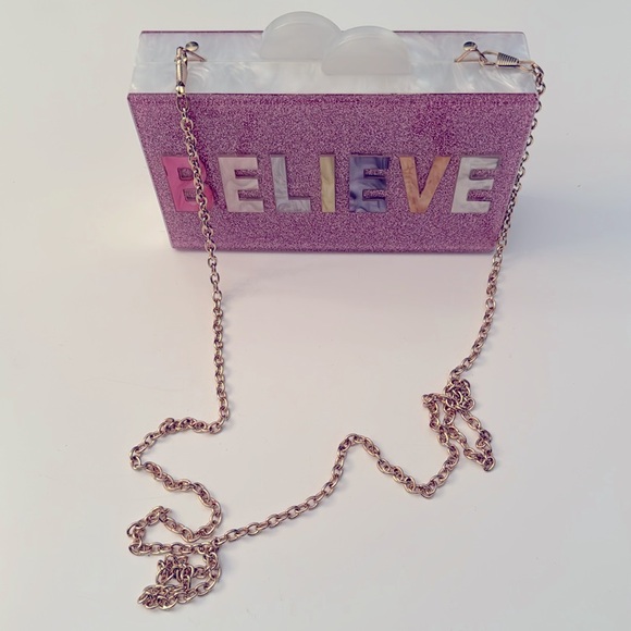 🦄BARI LYNN Unicorn Acrylic Box Bag w/glitter - Picture 6 of 8